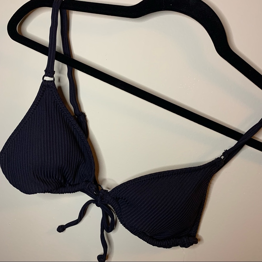 LA HEARTS by PacSun Black Ribbed Bikini Top Medium